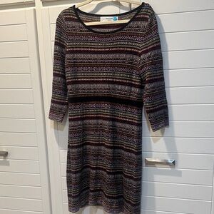 NWT Anthro Sparrow Striped Multicolor Knit Dress Sz L Petite